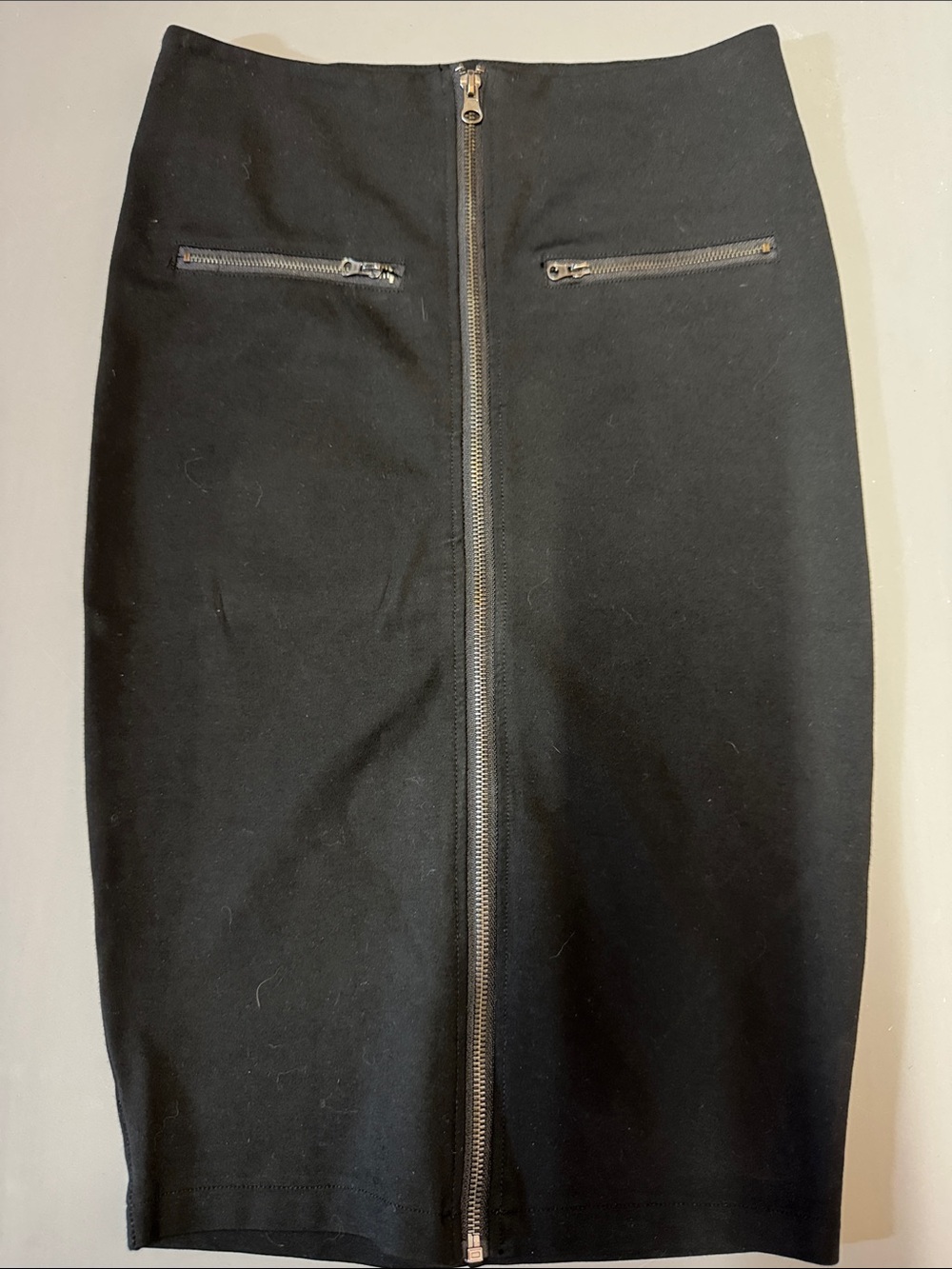 Romeo & Juliet Couture Black High-Waist Pencil Skirt with Front Zip Detail